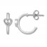 Signature Heart Diamond Hoop Earrings 1/15 cttw Sterling Silver