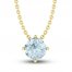 Aquamarine Solitaire Necklace 10K Yellow Gold 18"