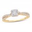 Diamond Engagement Ring 3/4 ct tw Princess/Round 14K Yellow Gold