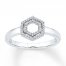 Hexagon Ring 1/15 ct tw Diamonds Sterling Silver