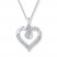 Diamond Heart Necklace 1/8 ct tw Baguette/Round Sterling Silver
