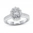 Diamond Engagement Ring 7/8 ct tw Oval/Round-cut 14K White Gold
