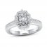 Diamond Engagement Ring 7/8 ct tw Oval/Round-cut 14K White Gold