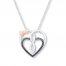 Heart Necklace 1/10 cttw Diamonds Sterling Silver/10K Rose Gold