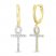 Men's Diamond Angel Cross Hoop Dangle Earrings 1/4 ct tw Round-cut 10K Yellow Gold
