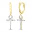 Men's Diamond Angel Cross Hoop Dangle Earrings 1/4 ct tw Round-cut 10K Yellow Gold