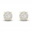 Diamond Halo Stud Earrings 1/10 ct tw Round-Cut 10K Yellow Gold