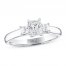 Three-Stone Leo Diamond Engagement Ring 1 ct tw Emerald/Princess/Round 14K White Gold