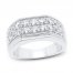 Men's Diamond Wedding Band 2 ct tw Round-cut 10K White Gold
