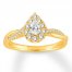 Diamond Engagement Ring 3/8 ct tw Pear/Round 14K Yellow Gold