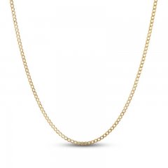 Men's Diamond Cut Curb Chain Necklace 14K Yellow Gold 22"