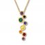 Lab-Created Gemstone Rainbow Necklace 10K Yellow Gold