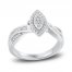 Diamond Engagement Ring 1/3 ct tw Round/Baguette 10K White Gold