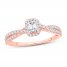 Diamond Engagement Ring 3/4 ct tw Emerald/Round 14K Rose Gold