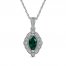 Lab-Created Emerald & White Lab-Created Sapphire Necklace Sterling Silver 18"