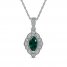 Lab-Created Emerald & White Lab-Created Sapphire Necklace Sterling Silver 18"