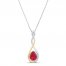 Diamond Necklace Lab-Created Ruby Sterling Silver/10K Gold