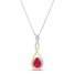 Diamond Necklace Lab-Created Ruby Sterling Silver/10K Gold