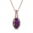 Amethyst & Diamond Necklace 1/8 ct tw 10K Rose Gold 18"