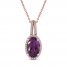 Amethyst & Diamond Necklace 1/8 ct tw 10K Rose Gold 18"