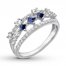 Blue & White Lab-Created Sapphire Ring 10K White Gold