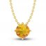 Citrine Solitaire Necklace 10K Yellow Gold 18"