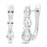 White Lab-Created Sapphire Three-Stone Earrings Sterling Silver