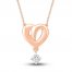 Diamond Heart Knot Necklace 1/10 ct tw Round-cut 10K Rose Gold 18"