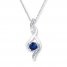 Lab-Created Sapphires Diamond Accents Sterling Silver Necklace
