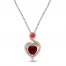 Lab-Created Ruby Necklace 1/20 ct tw Diamonds Sterling Silver