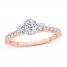 3-Stone Diamond Engagement Ring 1 ct tw Oval/Round 14K Rose Gold
