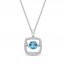 Unstoppable Love Swiss Blue Topaz Necklace 1/10 ct tw Diamonds Sterling Silver 19"