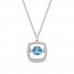 Unstoppable Love Swiss Blue Topaz Necklace 1/10 ct tw Diamonds Sterling Silver 19"
