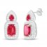 Lab-Created Ruby & White Lab-Created Sapphire Earrings Sterling Silver