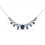 Amethyst & Blue Topaz & Diamond Accent Necklace Sterling Silver 18"