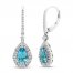 Neil Lane Topaz & Diamond Earrings 1/2 ct tw Pear/Baguette/Round-cut 14K White Gold