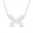 Diamond Butterfly Necklace 1/5 ct tw Round-cut Sterling Silver 18"