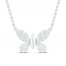 Diamond Butterfly Necklace 1/5 ct tw Round-cut Sterling Silver 18"