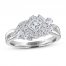 Adrianna Papell Diamond Engagement Ring 7/8 ct tw Princess/Pear/Marquise/Round 14K White Gold