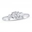 Lab-Created Diamonds by KAY 3-Stone Engagement Ring 1 ct tw Round-cut 14K White Gold