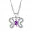 Butterfly Necklace Amethyst/Diamonds Sterling Silver