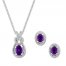 Amethyst Boxed Set 1/10 ct tw Diamonds Sterling Silver