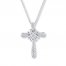 Diamond Cross Necklace 1/5 ct tw Round-cut Sterling Silver