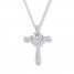 Diamond Cross Necklace 1/5 ct tw Round-cut Sterling Silver
