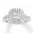 Diamond Engagement Ring 1 ct tw Princess/Round 14K White Gold