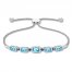 Blue Topaz/Lab-Created Sapphire Bolo Bracelet Sterling Silver