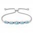 Blue Topaz/Lab-Created Sapphire Bolo Bracelet Sterling Silver