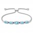 Blue Topaz/Lab-Created Sapphire Bolo Bracelet Sterling Silver