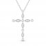 Diamond Cross Necklace 1/5 ct tw Marquise & Round-cut Sterling Silver 18"