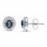 Blue Sapphire & Diamond Halo Earrings 1/5 ct tw 10K White Gold